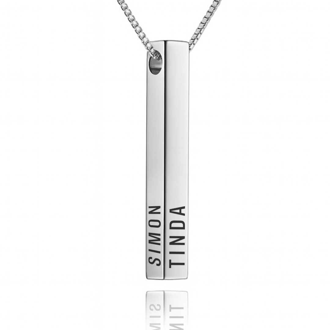 ESSENZA NECKLACE - PERSONLIGT GRAVERAT 3D HALSBAND (SILVER)